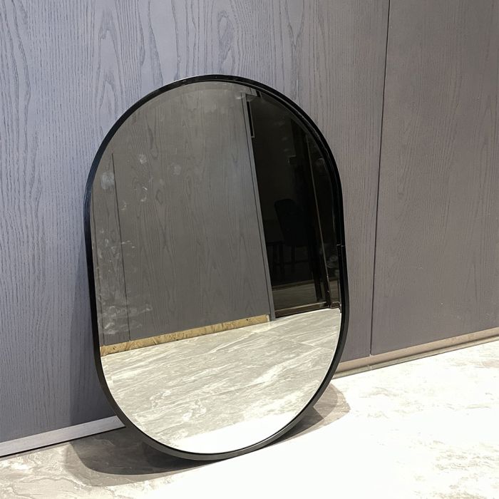 Oval Black Framed Mirror - 700 x 500mm