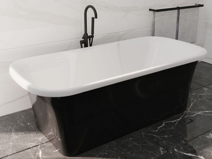 Vogue Black & White Seamless Freestanding Bath - 1700 x 798mm