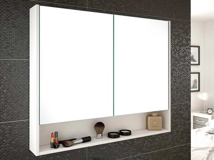 Lisbon White Mirror Cabinet - 900 x 150 x 750mm