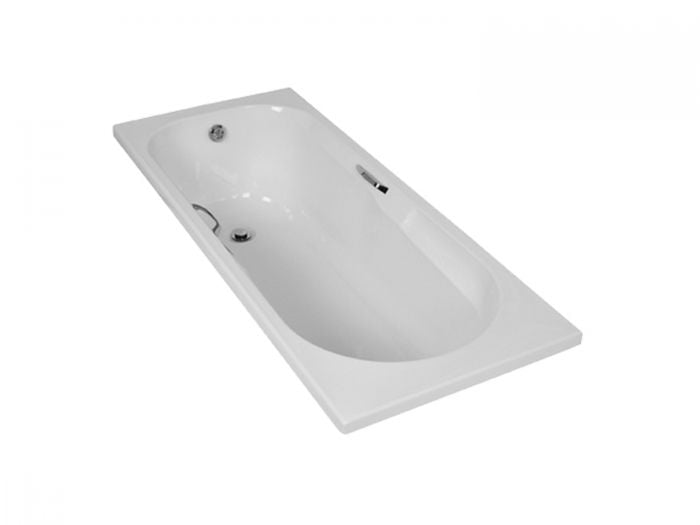 Coral White Built-in Straight Bath with Handles - 1700 x 700mm