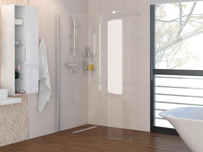 CrystalTech Curved Walk-In Wall Mounted Shower Screen Including Arm - CTF7110C - 2000 X 1100mm