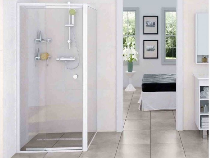CrystalTech White Adjustable Pivot Shower Door - CTE802 - 800 to 1020 x 1850mm