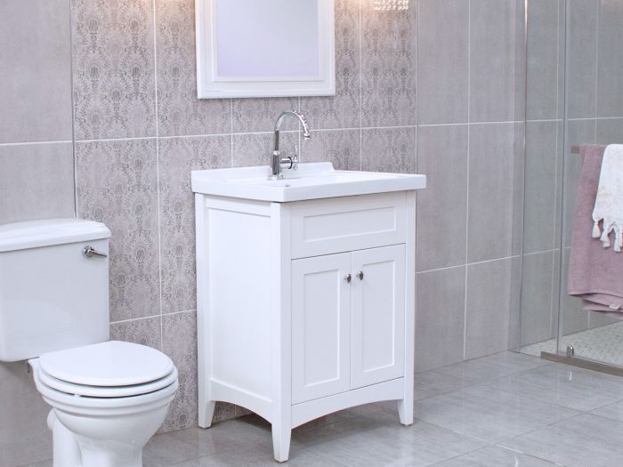 Marseille White Floor Standing Cabinet & Basin - 590 x 450mm
