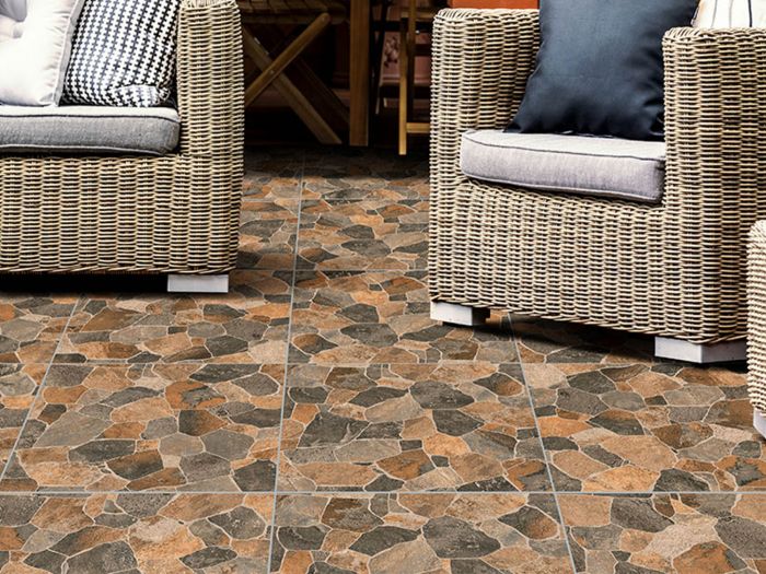 Volterra Slate Slip Resistant Ceramic Floor Tile - 500 x 500mm
